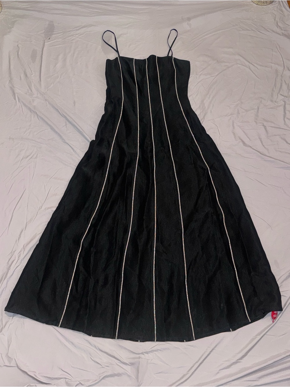 rag & bone Black Maxi Dress with White Vertical Pinstripes